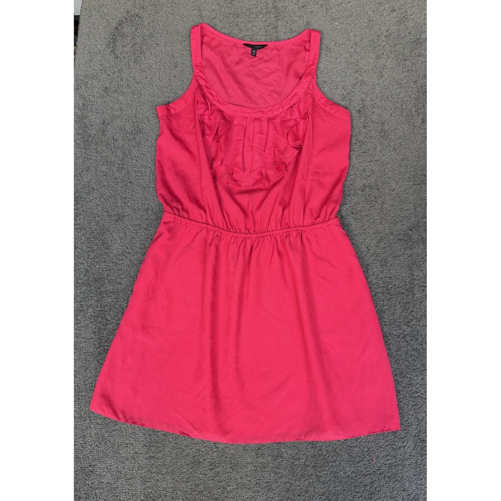 Express Hot Pink Ruffle Front Sleeveless Mini Dress Size Large Elastic Waist